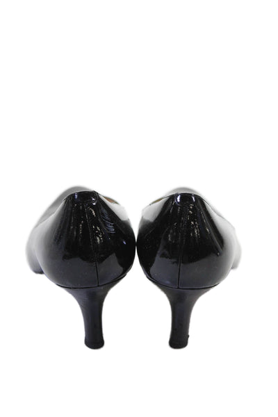 Cole Haan Womens Patent Leather Slip On Heels Pumps Black Size 7.5B