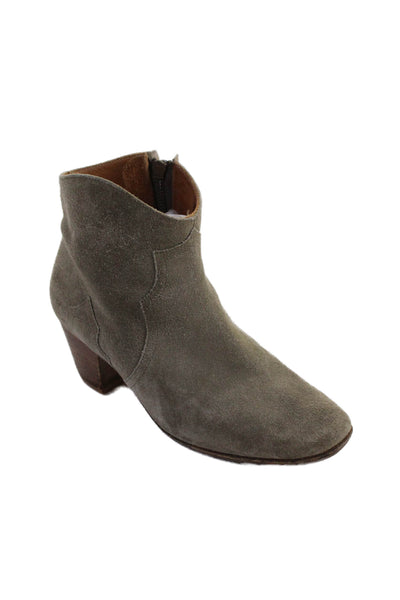 Isabel Marant Etoile Womens Suede Ankle Boots Heels Gray Size 38 8