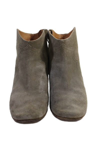 Isabel Marant Etoile Womens Suede Ankle Boots Heels Gray Size 38 8