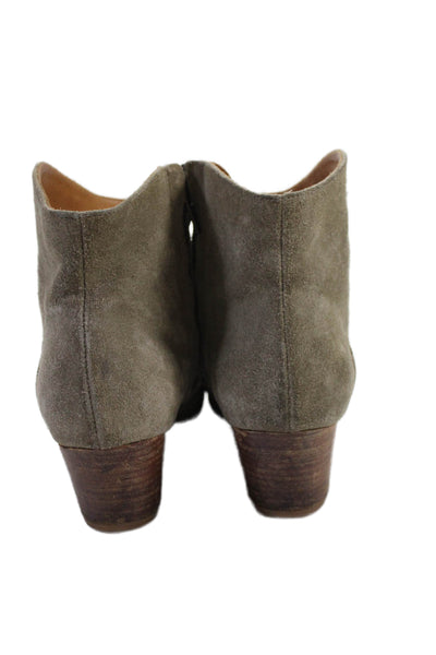Isabel Marant Etoile Womens Suede Ankle Boots Heels Gray Size 38 8