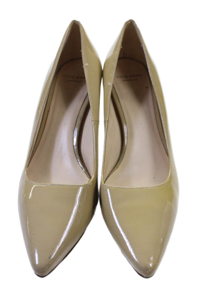Cole Haan Womens Patent Leather Pointed Toe Heels Beige Size 7B