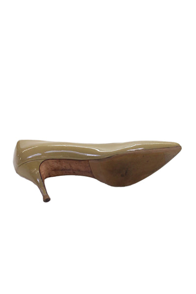 Cole Haan Womens Patent Leather Pointed Toe Heels Beige Size 7B