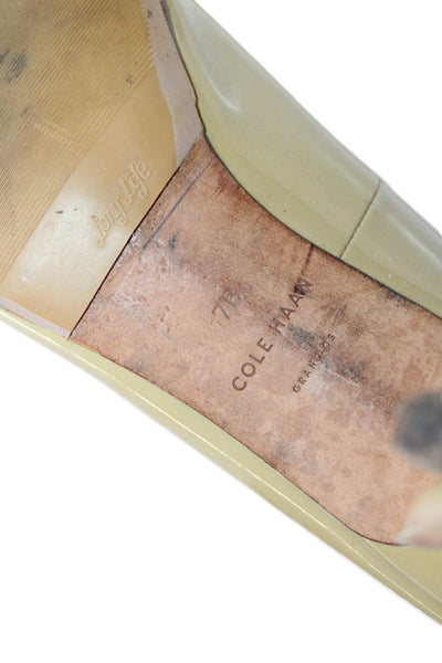 Cole Haan Womens Patent Leather Pointed Toe Heels Beige Size 7B