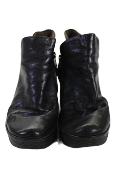 Fly London Womens Leather Platform Zip Up Wedge Ankle Boots Black Size 37 7