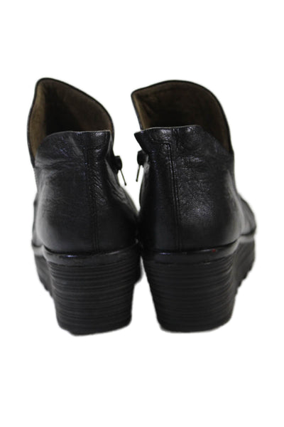 Fly London Womens Leather Platform Zip Up Wedge Ankle Boots Black Size 37 7
