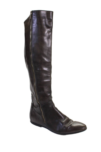 Alberto Fermani Womens Leather Zip Up Riding Boots Brown Size 37 7