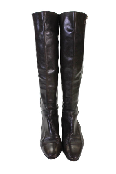 Alberto Fermani Womens Leather Zip Up Riding Boots Brown Size 37 7