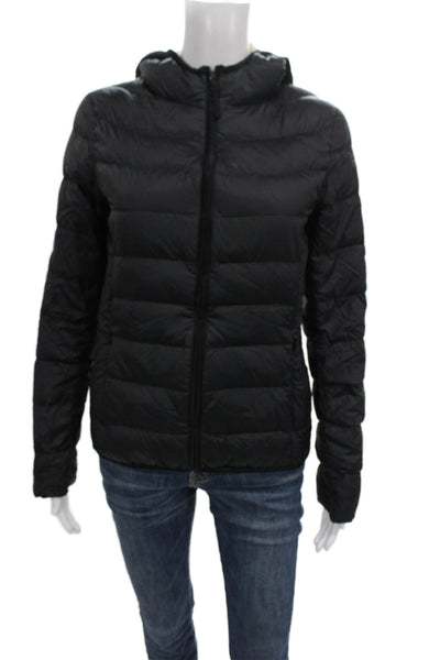 Ines De La Fressange x Uniqlo Women Black Nylon Zip Puffer Jacket Size S
