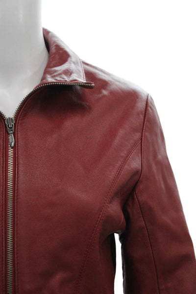 Wilsons Leather Maxima Womens Red Leather Basic Jacket Long Sleeve Zip Size S
