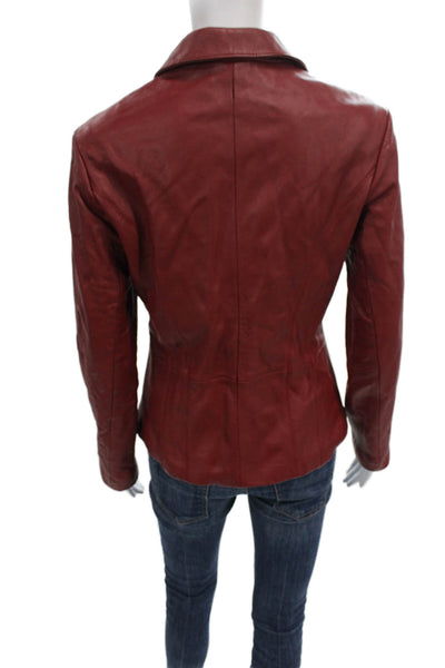 Wilsons Leather Maxima Womens Red Leather Basic Jacket Long Sleeve Zip Size S