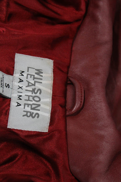 Wilsons Leather Maxima Womens Red Leather Basic Jacket Long Sleeve Zip Size S
