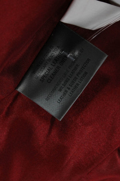 Wilsons Leather Maxima Womens Red Leather Basic Jacket Long Sleeve Zip Size S