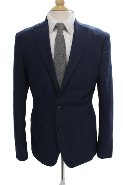 Zara Man Men Blue Blazer Button Closure Polyester Viscose Size 21