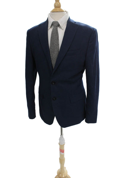 Zara Man Men Blue Blazer Button Closure Polyester Viscose Size 21
