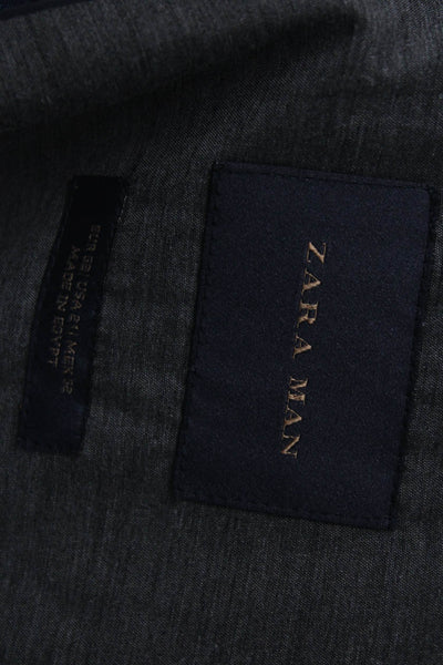 Zara Man Men Blue Blazer Button Closure Polyester Viscose Size 21