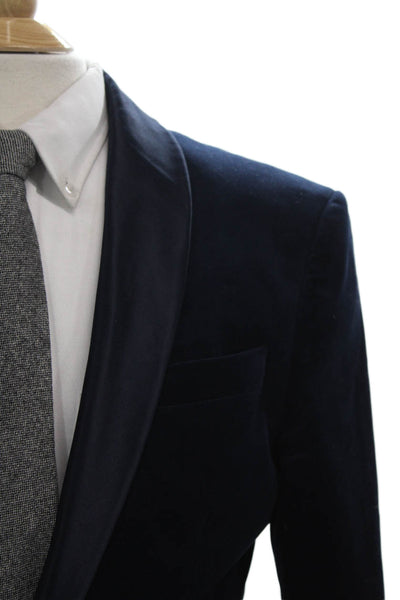 Zara Man Mens Tuxedo Blazer Velvet Blue Button Fall Size 40