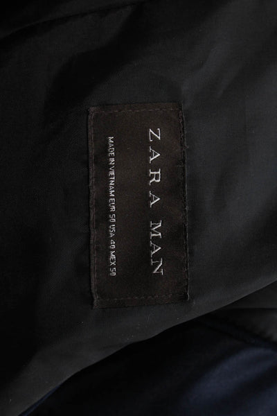 Zara Man Mens Tuxedo Blazer Velvet Blue Button Fall Size 40