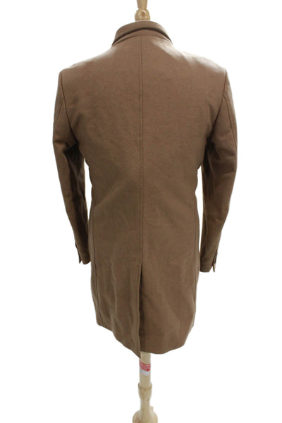 Zara Mens Overcoat Beige Button Solid Fall Size S