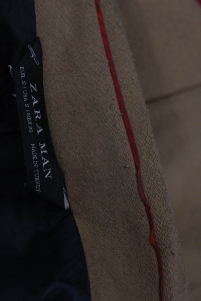 Zara Mens Overcoat Beige Button Solid Fall Size S