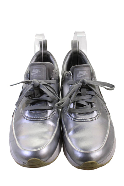 Nike Womens Metallic Leather Low Top Sneakers Silver Size 7.5