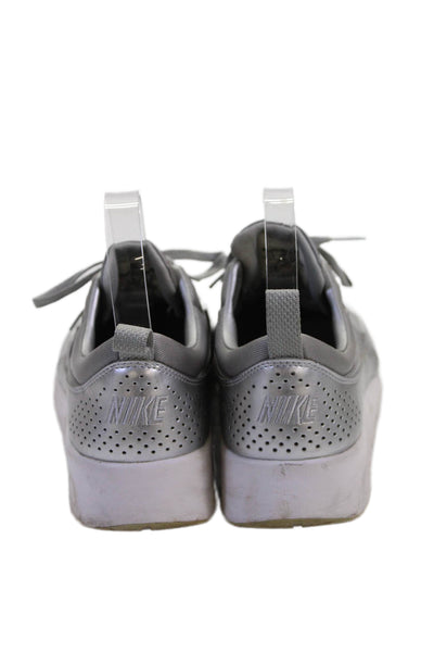 Nike Womens Metallic Leather Low Top Sneakers Silver Size 7.5