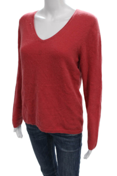 Charter Club Women Cashmere V-Neck Pullover Long Sleeve Red Size L