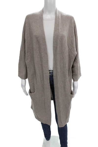 Catherine Catherine Malandrino Women Cardigan Cashmere Beige 3/4 Sleeve Size M