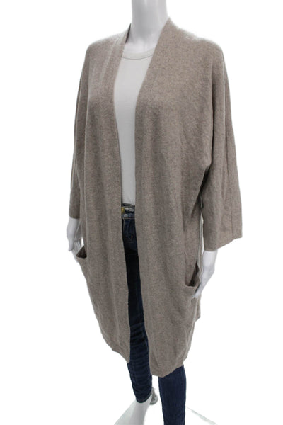Catherine Catherine Malandrino Women Cardigan Cashmere Beige 3/4 Sleeve Size M
