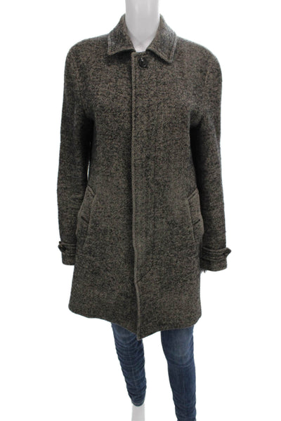 Banana Republic Mens Wool Herringbone Overcoat Gray Button Size S