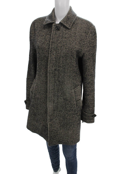 Banana Republic Mens Wool Herringbone Overcoat Gray Button Size S
