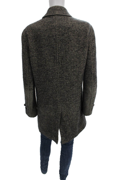 Banana Republic Mens Wool Herringbone Overcoat Gray Button Size S
