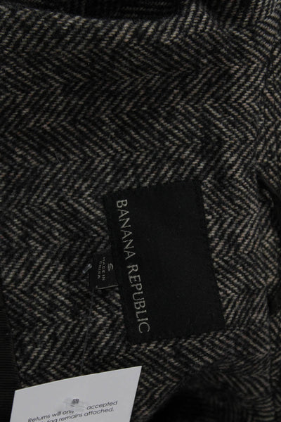 Banana Republic Mens Wool Herringbone Overcoat Gray Button Size S