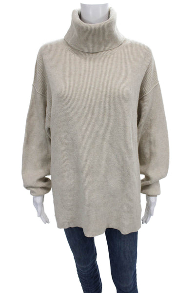 Free People Women Pullover Turtleneck Sweater Beige Size XS
