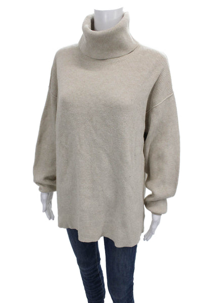 Free People Women Pullover Turtleneck Sweater Beige Size XS