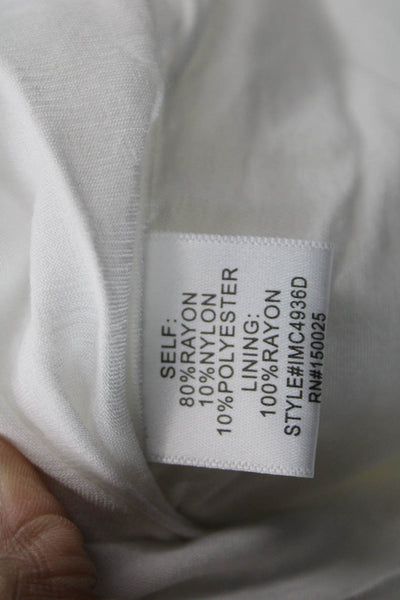 William B Women Maxi Dress White Striped V-Neck Short Sleeve Rayon Zip Size M