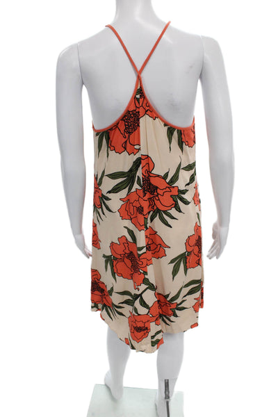 1. State Women Beige Floral Sundress Halter Rayon Knee Length Sleeveless Size S