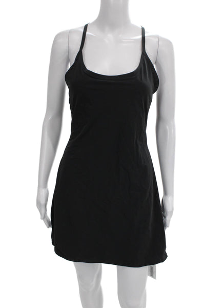 Outdoor Voices Womens Black Scoop Neck Sleeveless Mini Dress Nylon Size S