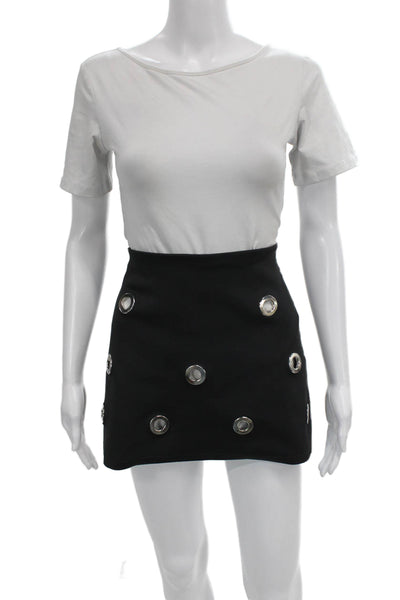 Zara Women Short Straight Pencil Skirt Black Zip 82% Polyester Size M