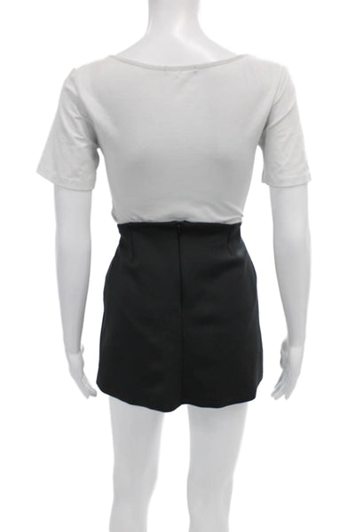 Zara Women Short Straight Pencil Skirt Black Zip 82% Polyester Size M