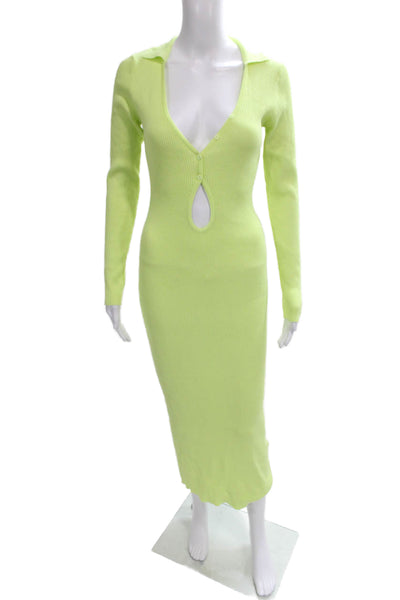 Bardot Women Green Bodycon Long Sleeve Collared Dress Size M