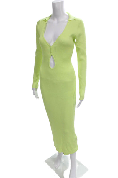 Bardot Women Green Bodycon Long Sleeve Collared Dress Size M