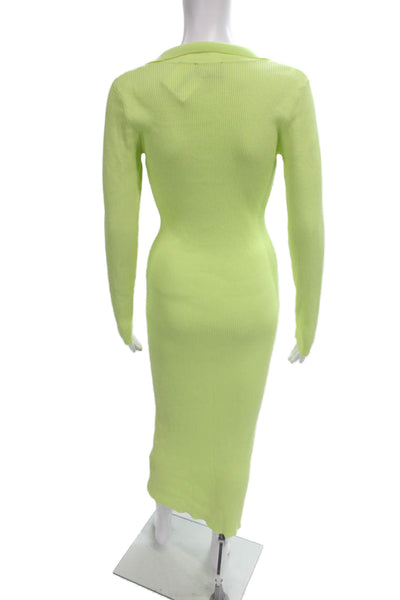 Bardot Women Green Bodycon Long Sleeve Collared Dress Size M