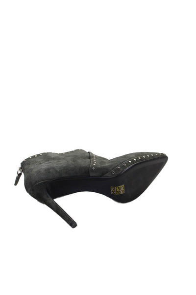 Lola Cruz Womens Studded Suede Pointed Toe Booties Gray Size 38 8