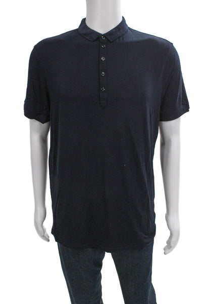 Armani Collezioni Mens Collared Polo Blue Viscose Short Sleeve Size 2XL