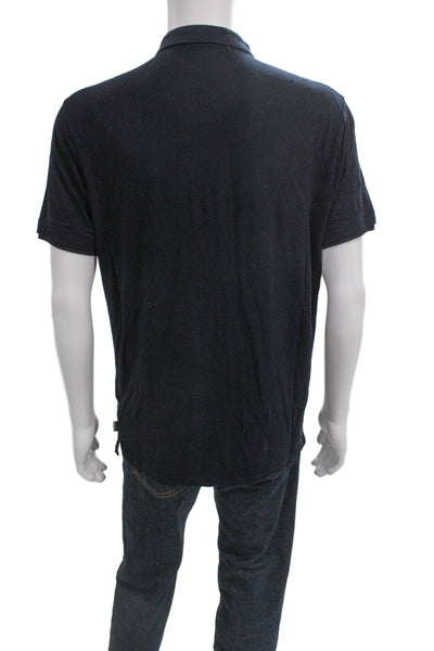 Armani Collezioni Mens Collared Polo Blue Viscose Short Sleeve Size 2XL