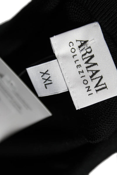 Armani Collezioni Mens Silk Collared Top Black Long Sleeve Button Size 2XL