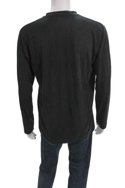 Armani Collezioni Mens Basic Black Viscose Crew Neck Long Sleeve Tshirt Size 2XL