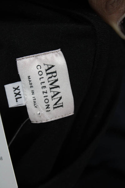 Armani Collezioni Mens Basic Black Viscose Crew Neck Long Sleeve Tshirt Size 2XL