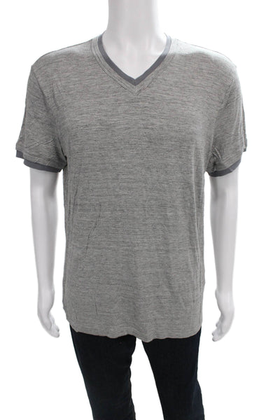 Armani Collezioni Mens Basic V-Neck T-Shirt Gray Viscose Short Sleeve Size 2XL