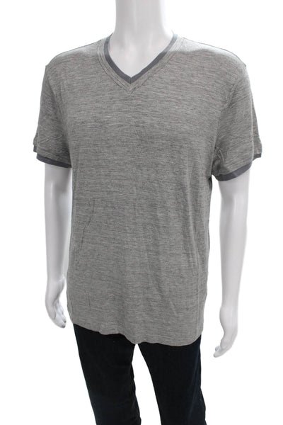 Armani Collezioni Mens Basic V-Neck T-Shirt Gray Viscose Short Sleeve Size 2XL